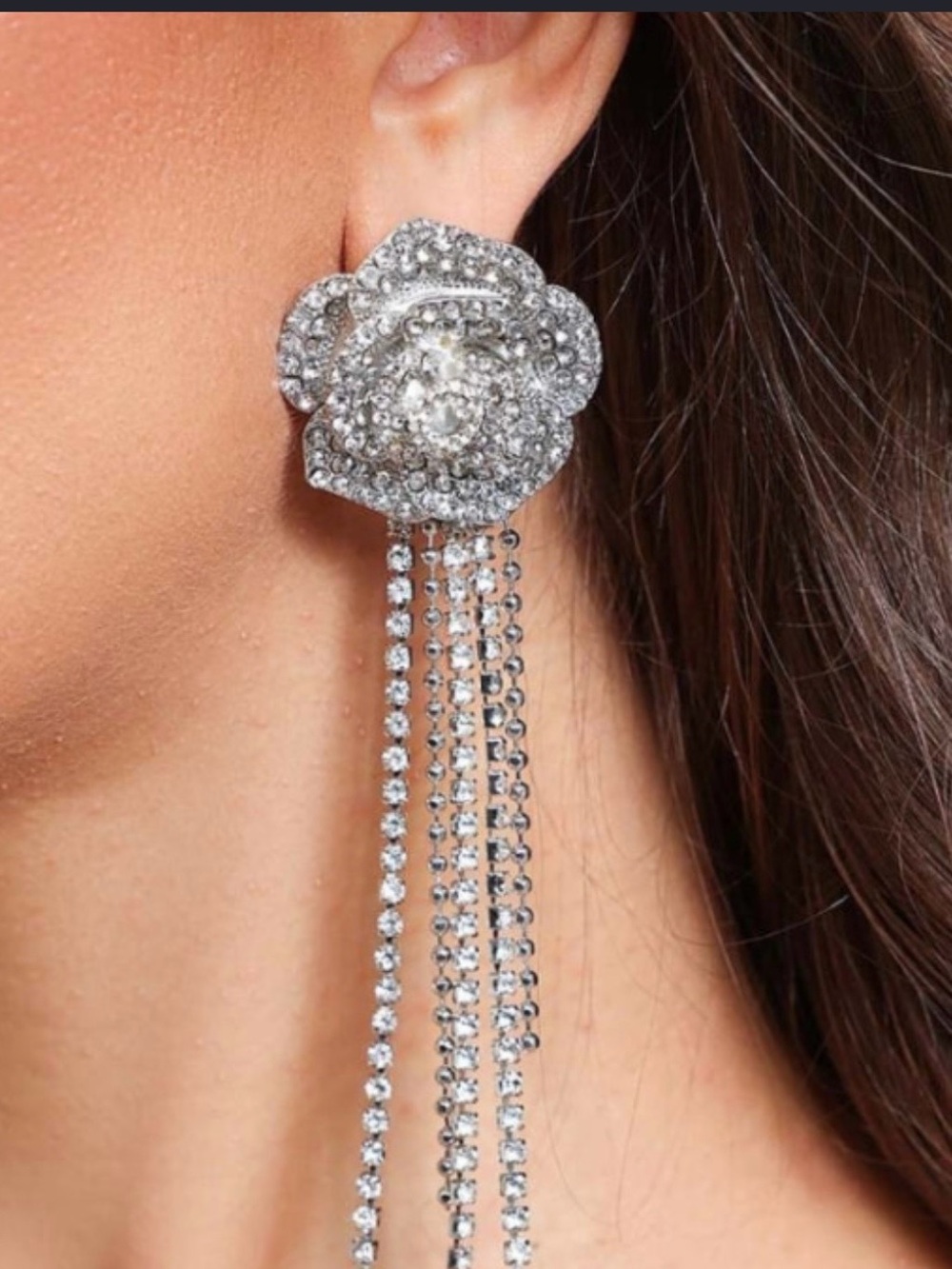 Floral Rhinestone Statement Earrings